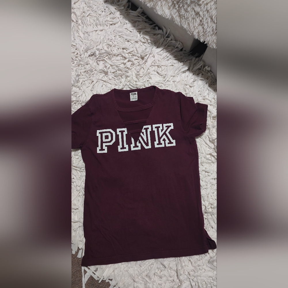 Pink Maroon Cutout T-Shirt